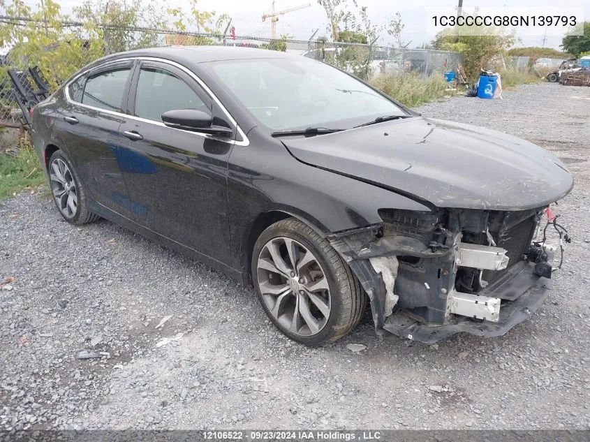 2016 Chrysler 200 C VIN: 1C3CCCCG8GN139793 Lot: 12106522