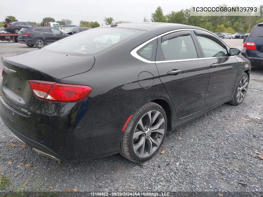 2016 Chrysler 200 C VIN: 1C3CCCCG8GN139793 Lot: 12106522