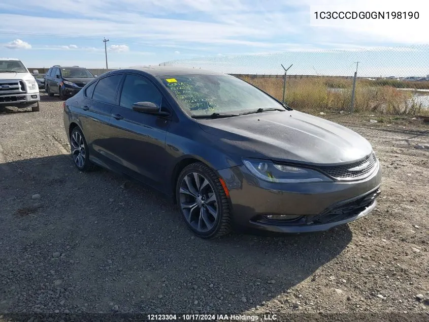 2016 Chrysler 200 S VIN: 1C3CCCDG0GN198190 Lot: 12123304