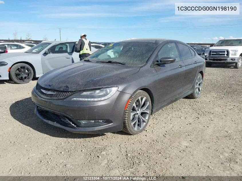 2016 Chrysler 200 S VIN: 1C3CCCDG0GN198190 Lot: 12123304