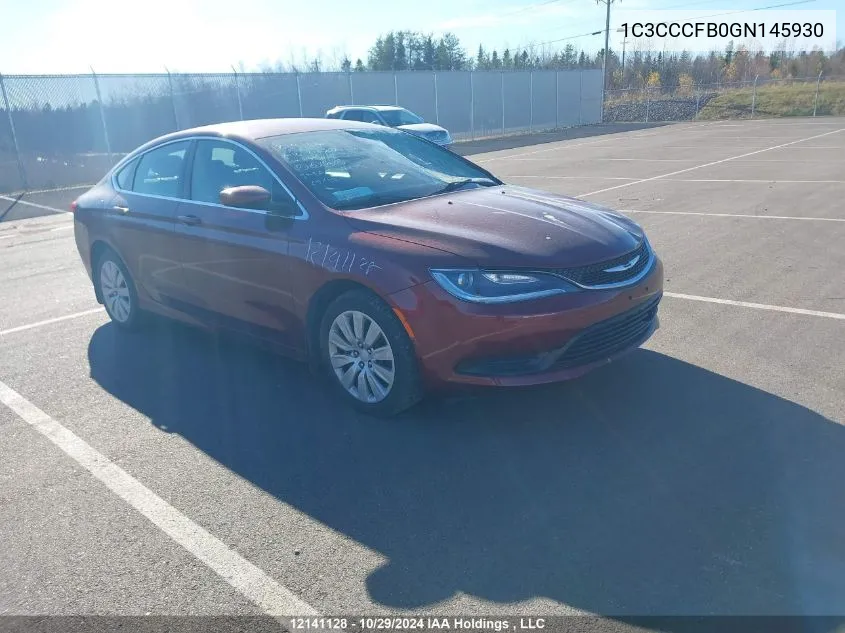 2016 Chrysler 200 Lx VIN: 1C3CCCFB0GN145930 Lot: 12141128