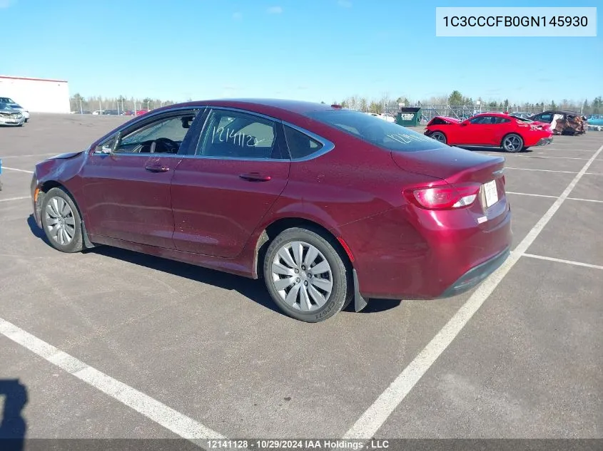 2016 Chrysler 200 Lx VIN: 1C3CCCFB0GN145930 Lot: 12141128