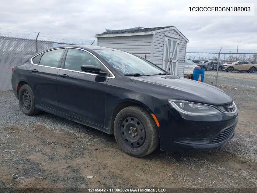 2016 Chrysler 200 Lx VIN: 1C3CCCFB0GN188003 Lot: 12145842