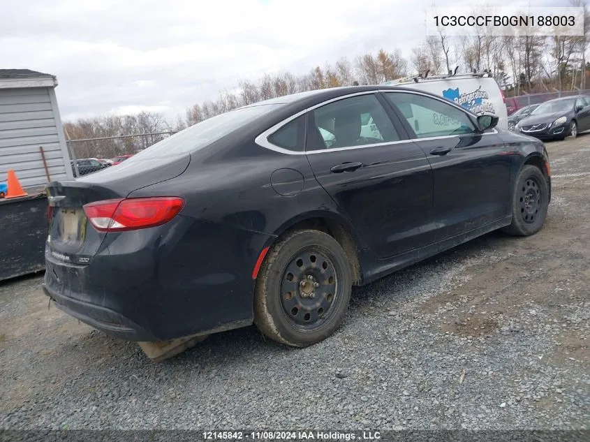 2016 Chrysler 200 Lx VIN: 1C3CCCFB0GN188003 Lot: 12145842