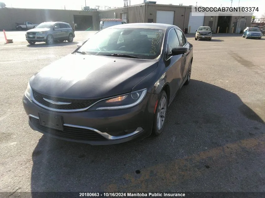 2016 Chrysler 200 Limited VIN: 1C3CCCAB7GN103374 Lot: 20180663