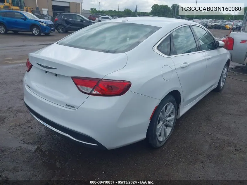 2016 Chrysler 200 Limited VIN: 1C3CCCAB0GN160080 Lot: 39410037