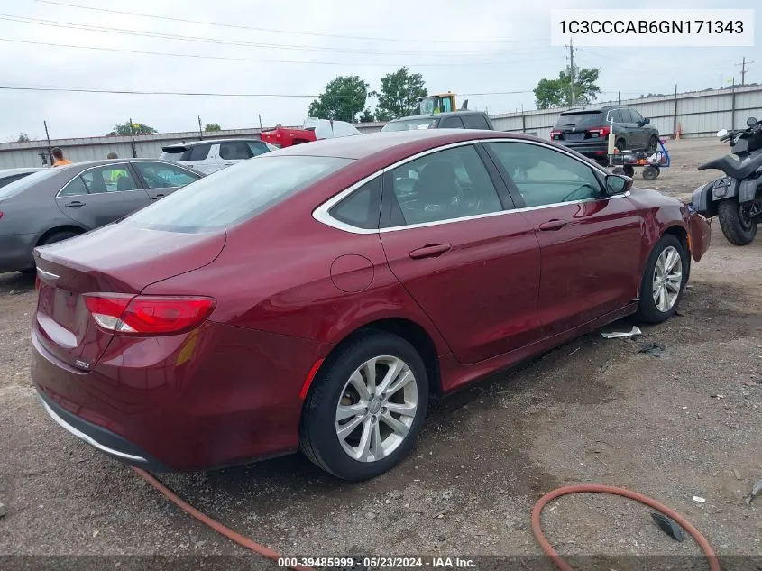 1C3CCCAB6GN171343 2016 Chrysler 200 Limited