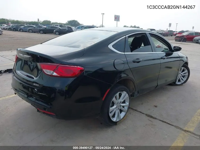 2016 Chrysler 200 Limited VIN: 1C3CCCAB2GN144267 Lot: 39490127