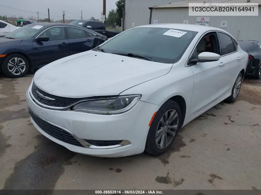 2016 Chrysler 200 Limited VIN: 1C3CCCAB2GN164941 Lot: 39552816