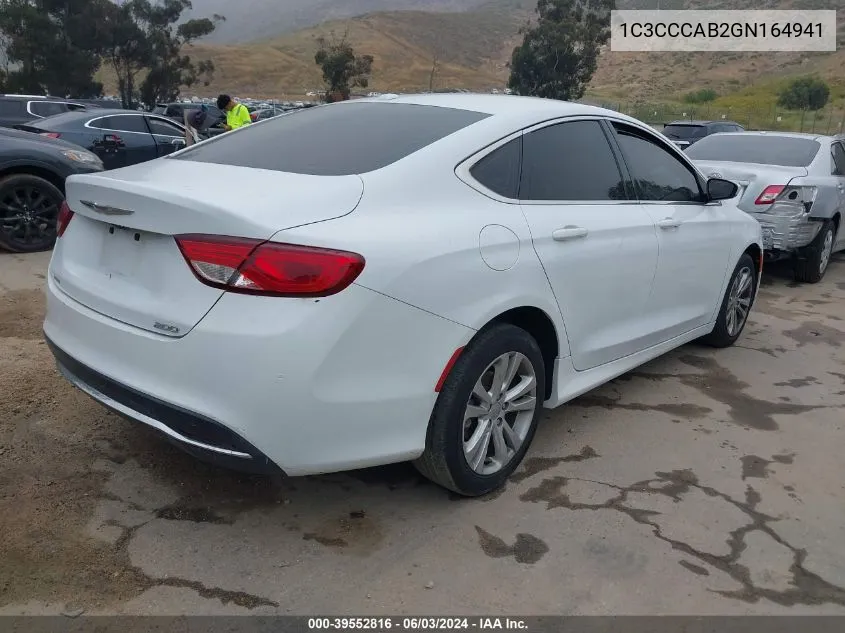 2016 Chrysler 200 Limited VIN: 1C3CCCAB2GN164941 Lot: 39552816