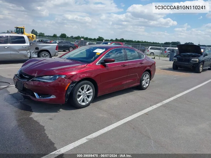 2016 Chrysler 200 Limited VIN: 1C3CCCAB1GN110241 Lot: 39589475