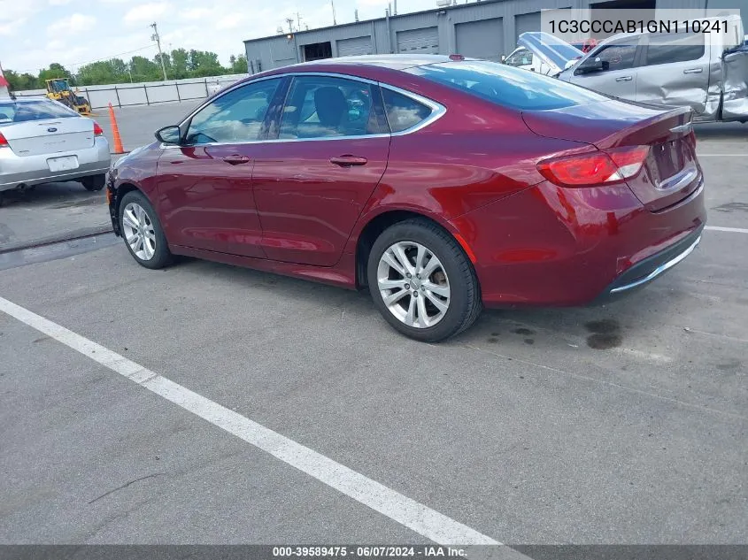 2016 Chrysler 200 Limited VIN: 1C3CCCAB1GN110241 Lot: 39589475