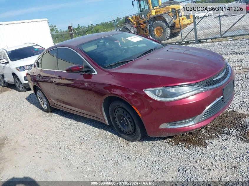 2016 Chrysler 200 Limited VIN: 1C3CCCAB6GN141226 Lot: 39846666