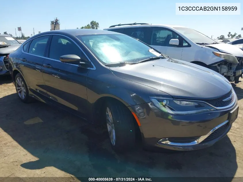 1C3CCCAB2GN158959 2016 Chrysler 200 Limited