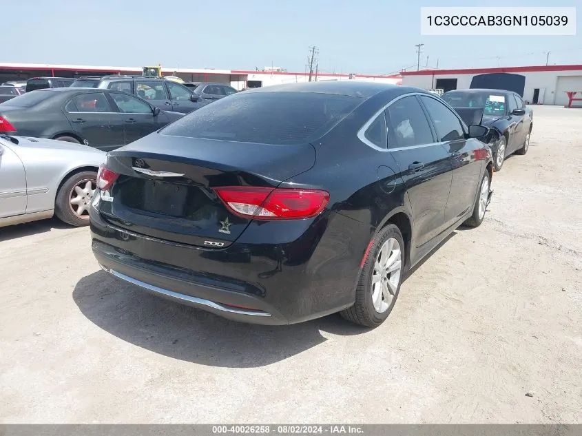 1C3CCCAB3GN105039 2016 Chrysler 200 Limited