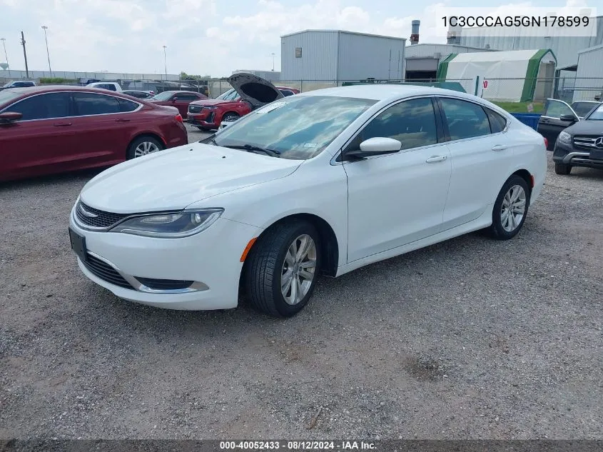 2016 Chrysler 200 Limited VIN: 1C3CCCAG5GN178599 Lot: 40052433