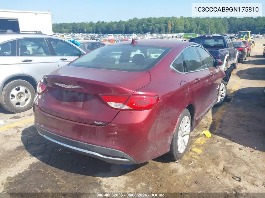 2016 Chrysler 200 Limited VIN: 1C3CCCAB9GN175810 Lot: 40062036