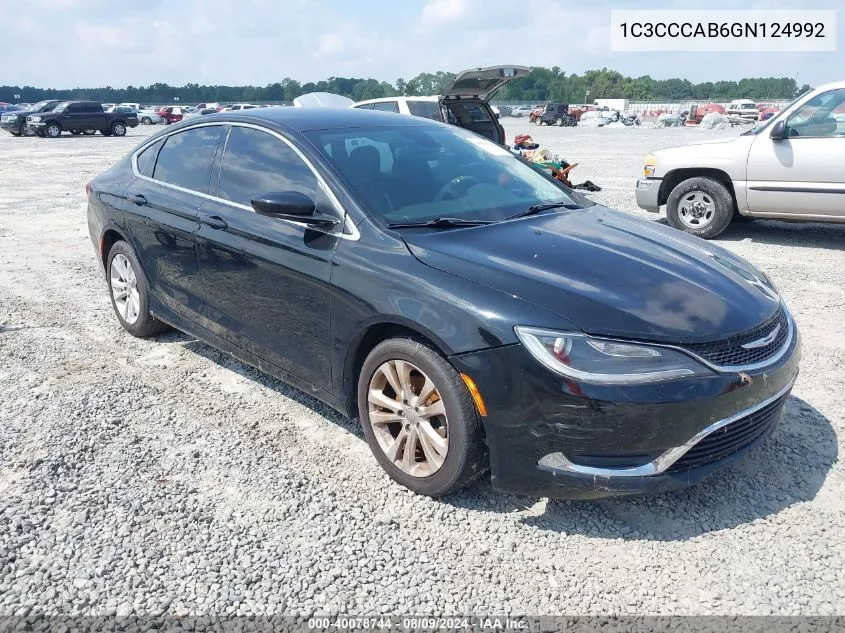 2016 Chrysler 200 Limited VIN: 1C3CCCAB6GN124992 Lot: 40078744