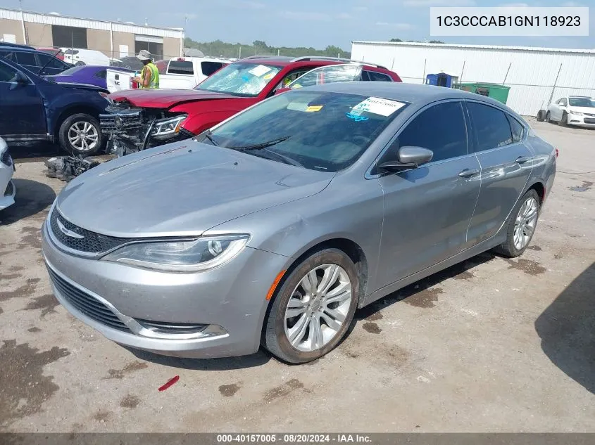 2016 Chrysler 200 Limited VIN: 1C3CCCAB1GN118923 Lot: 40157005