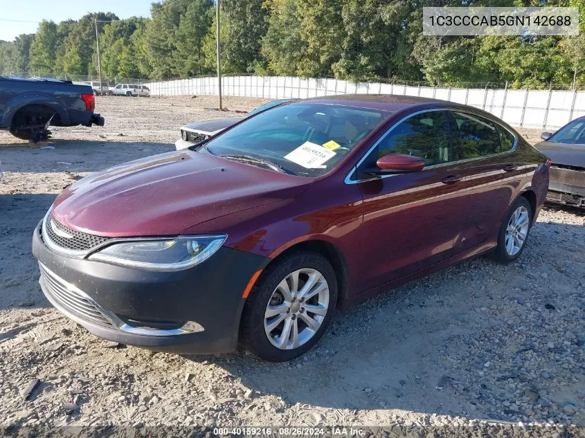 2016 Chrysler 200 Limited VIN: 1C3CCCAB5GN142688 Lot: 40159216