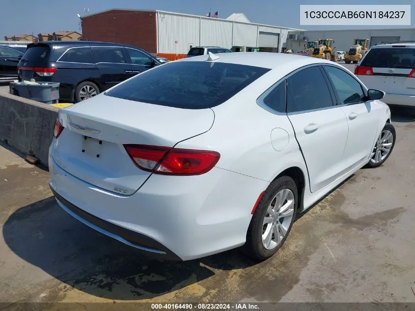 2016 Chrysler 200 Limited Platinum VIN: 1C3CCCAB6GN184237 Lot: 40164490