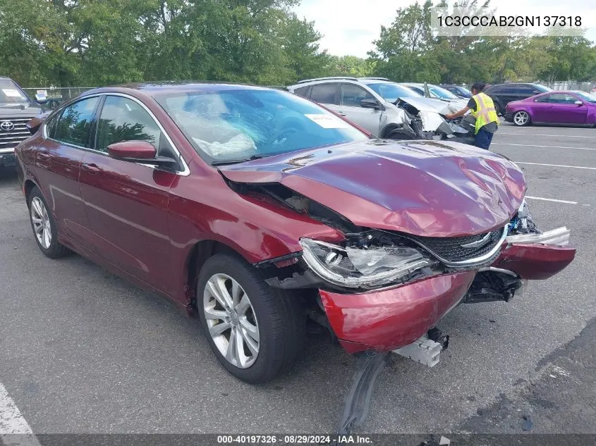 2016 Chrysler 200 Limited VIN: 1C3CCCAB2GN137318 Lot: 40197326