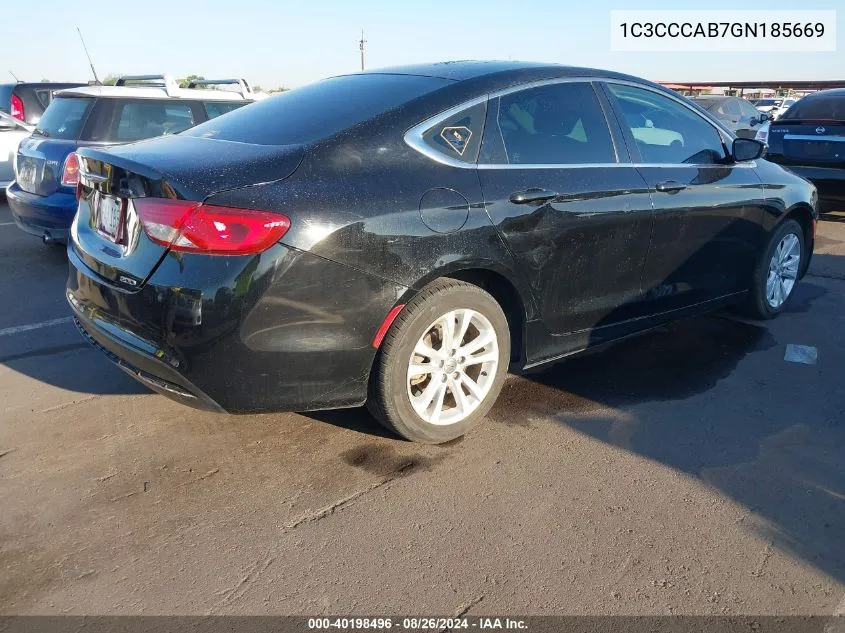 2016 Chrysler 200 Limited VIN: 1C3CCCAB7GN185669 Lot: 40198496