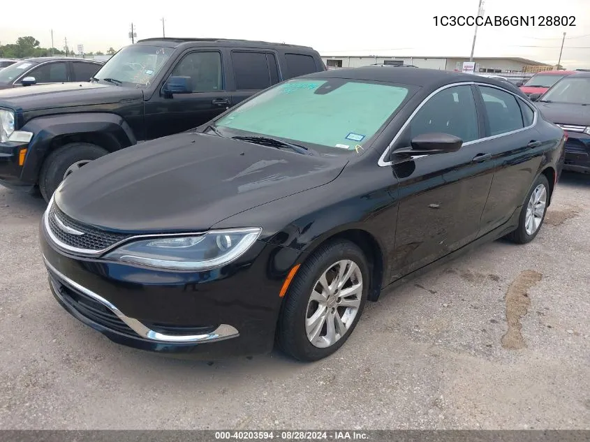 2016 Chrysler 200 Limited VIN: 1C3CCCAB6GN128802 Lot: 40203594