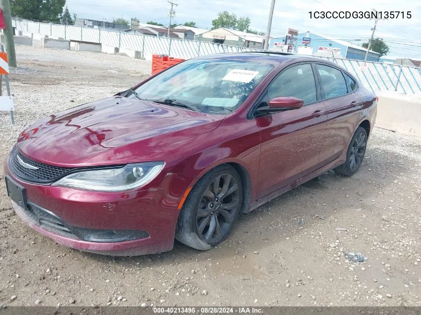 2016 Chrysler 200 S VIN: 1C3CCCDG3GN135715 Lot: 40213495