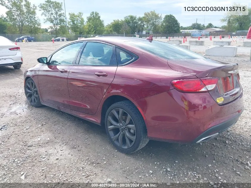 2016 Chrysler 200 S VIN: 1C3CCCDG3GN135715 Lot: 40213495