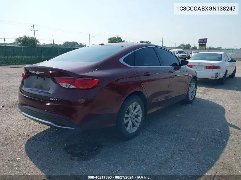 1C3CCCABXGN138247 2016 Chrysler 200 Limited