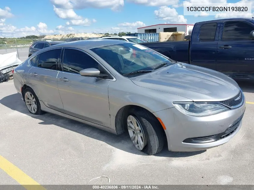 1C3CCCFB2GN193820 2016 Chrysler 200 Touring