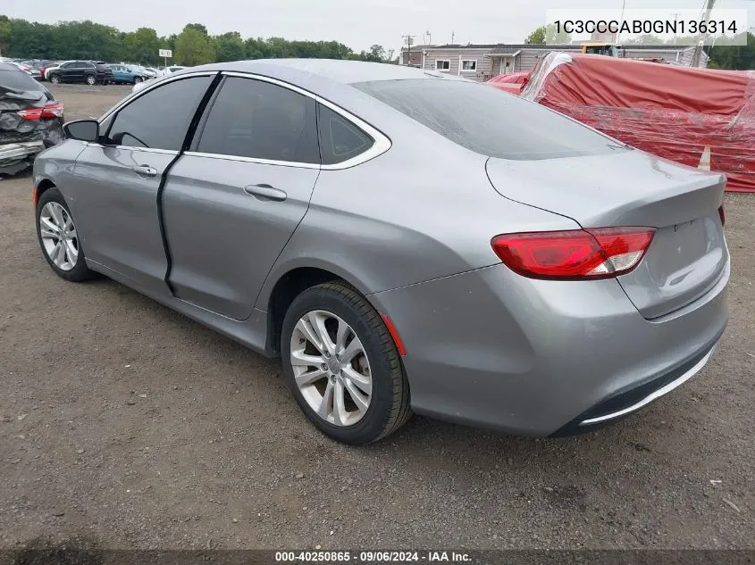 1C3CCCAB0GN136314 2016 Chrysler 200 Limited