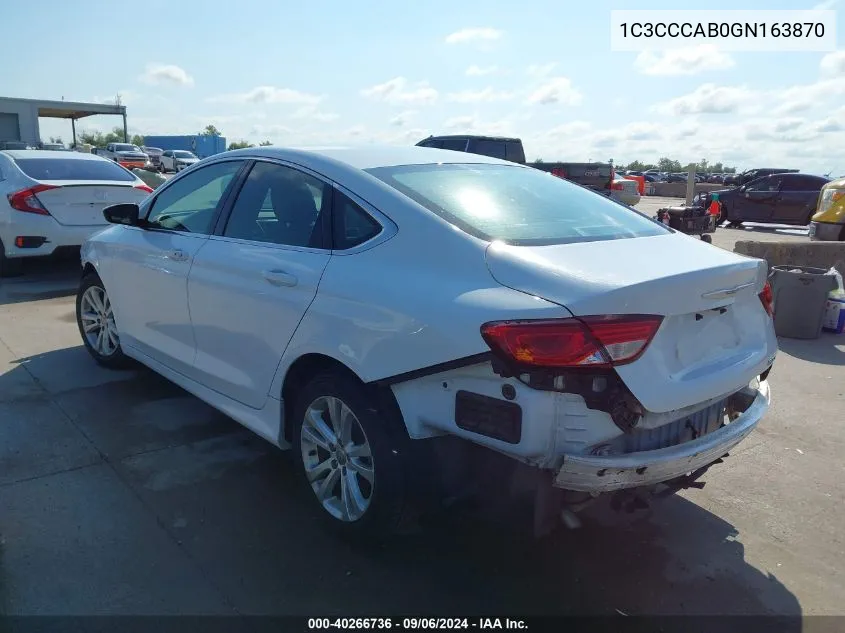 2016 Chrysler 200 Limited VIN: 1C3CCCAB0GN163870 Lot: 40266736