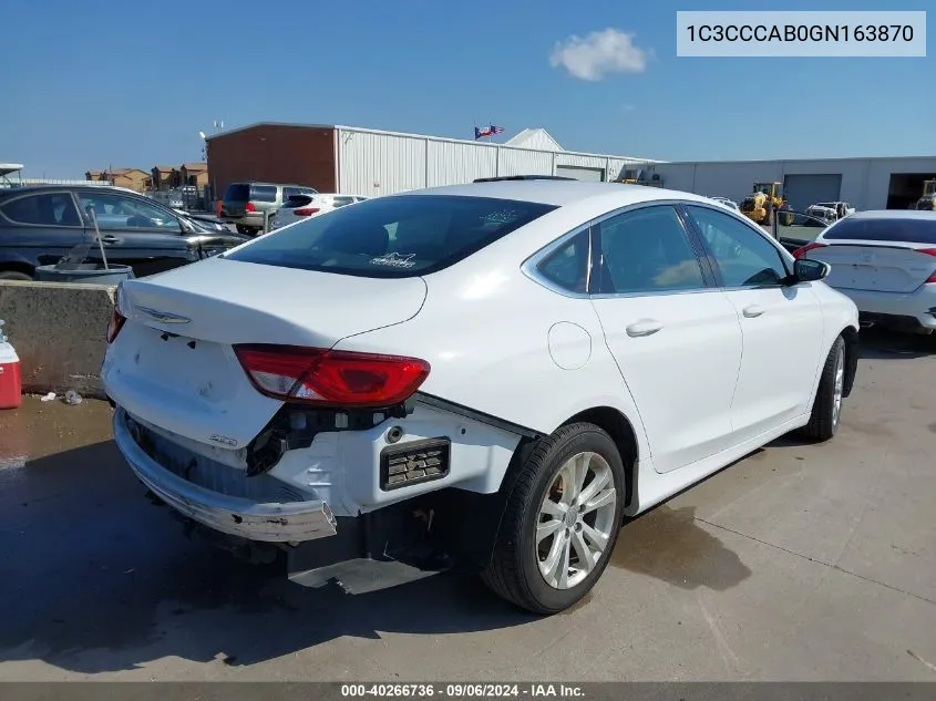 2016 Chrysler 200 Limited VIN: 1C3CCCAB0GN163870 Lot: 40266736