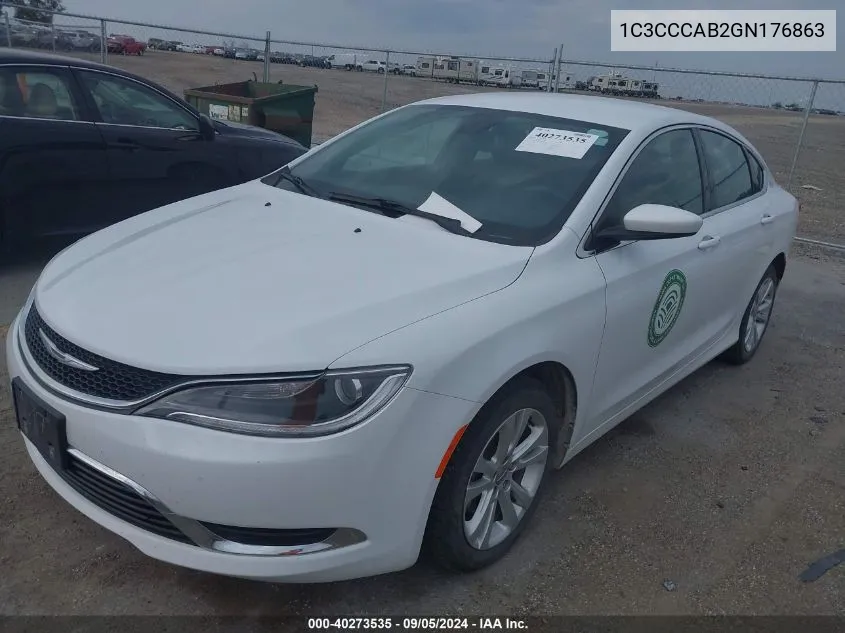 2016 Chrysler 200 Limited VIN: 1C3CCCAB2GN176863 Lot: 40273535