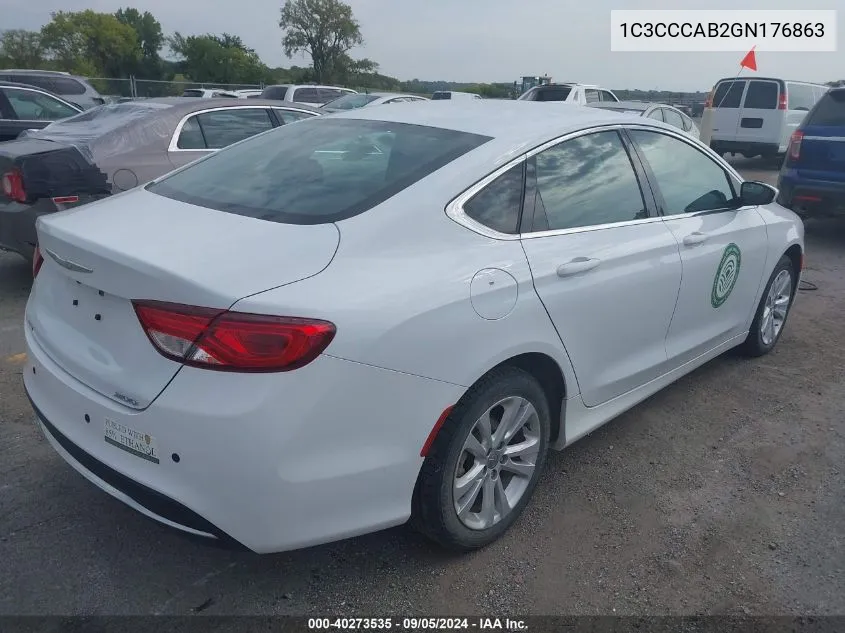 2016 Chrysler 200 Limited VIN: 1C3CCCAB2GN176863 Lot: 40273535