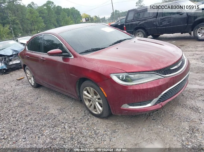 2016 Chrysler 200 Limited VIN: 1C3CCCAB3GN105915 Lot: 40291380