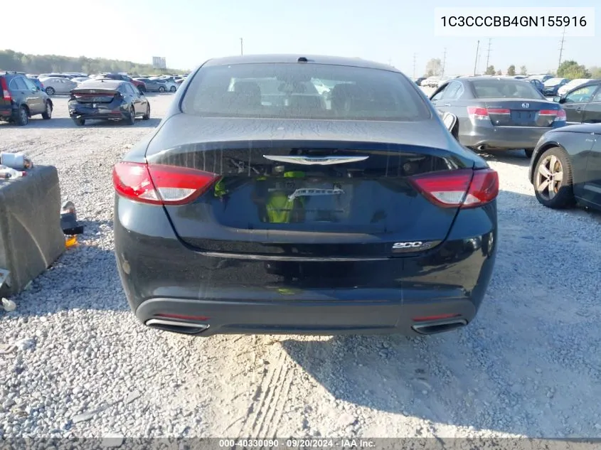 2016 Chrysler 200 S VIN: 1C3CCCBB4GN155916 Lot: 40330090