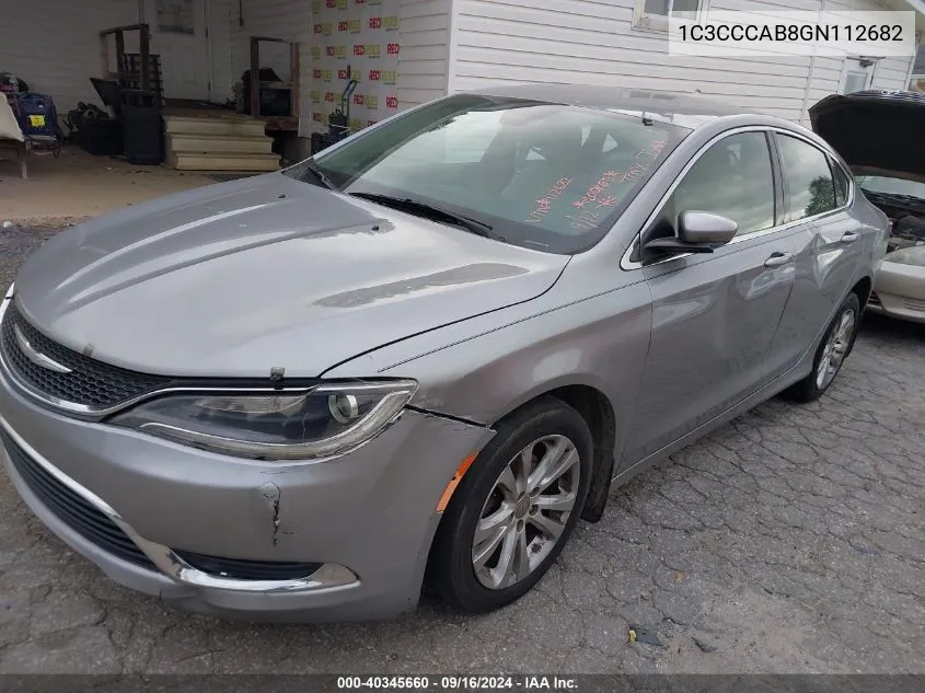 2016 Chrysler 200 Limited VIN: 1C3CCCAB8GN112682 Lot: 40345660