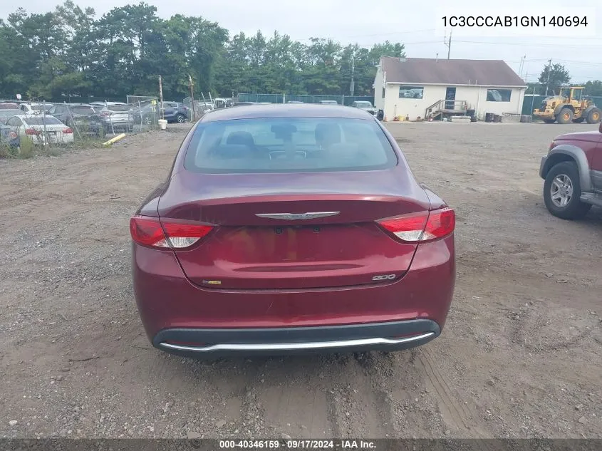 1C3CCCAB1GN140694 2016 Chrysler 200 Limited