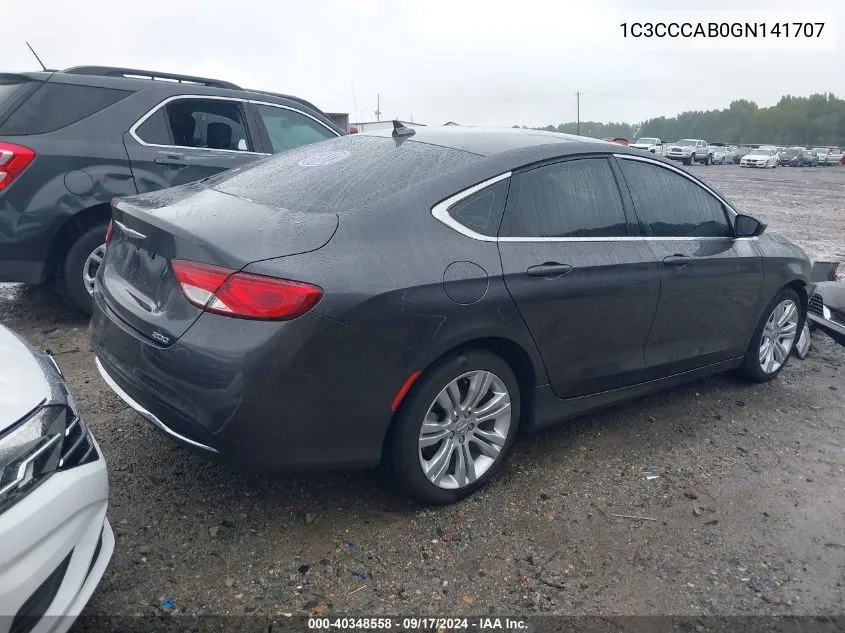 2016 Chrysler 200 Limited VIN: 1C3CCCAB0GN141707 Lot: 40348558