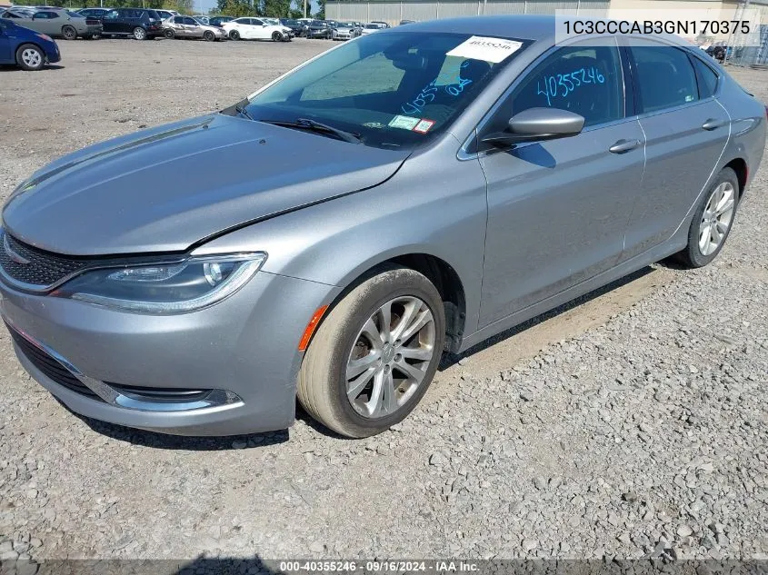 2016 Chrysler 200 Limited VIN: 1C3CCCAB3GN170375 Lot: 40355246