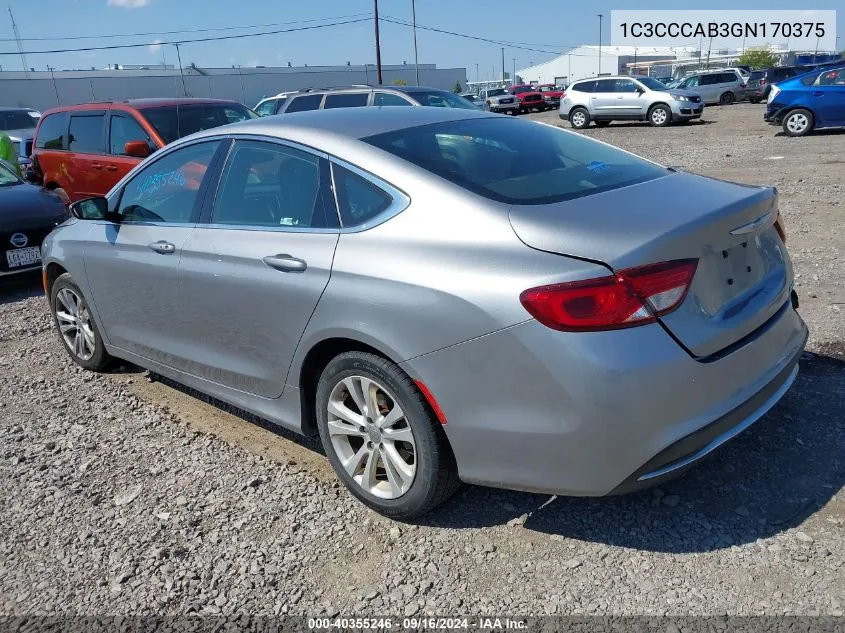 2016 Chrysler 200 Limited VIN: 1C3CCCAB3GN170375 Lot: 40355246