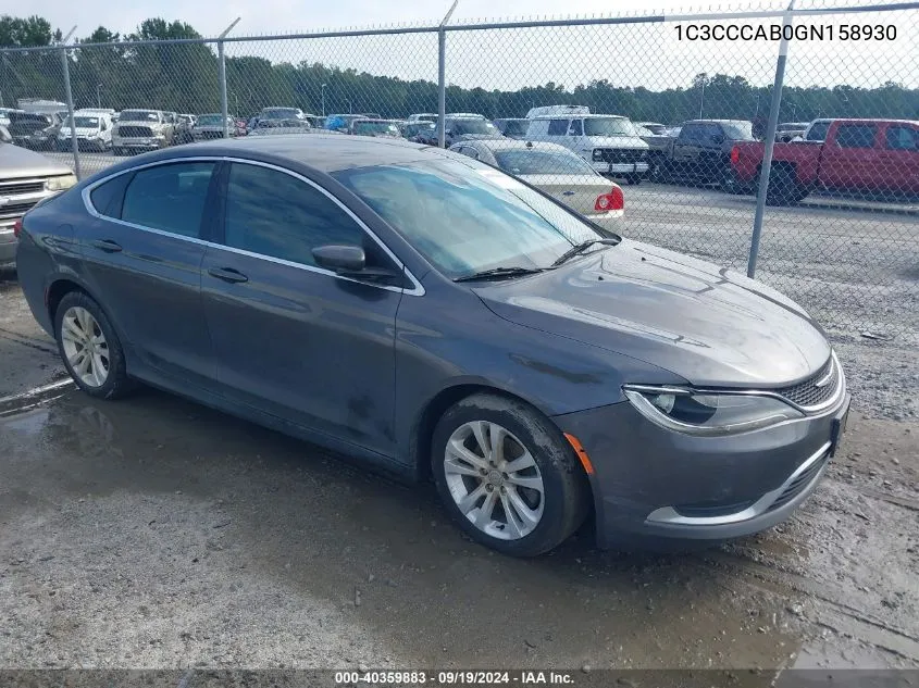 2016 Chrysler 200 Limited VIN: 1C3CCCAB0GN158930 Lot: 40359883