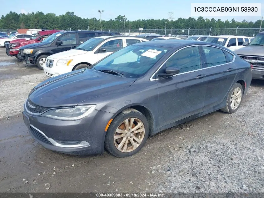 2016 Chrysler 200 Limited VIN: 1C3CCCAB0GN158930 Lot: 40359883