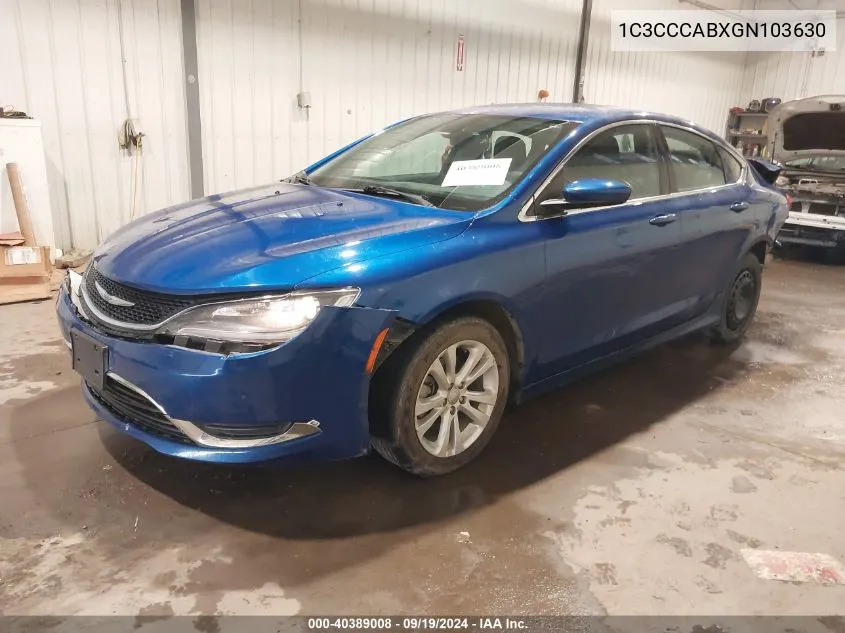 2016 Chrysler 200 Limited VIN: 1C3CCCABXGN103630 Lot: 40389008