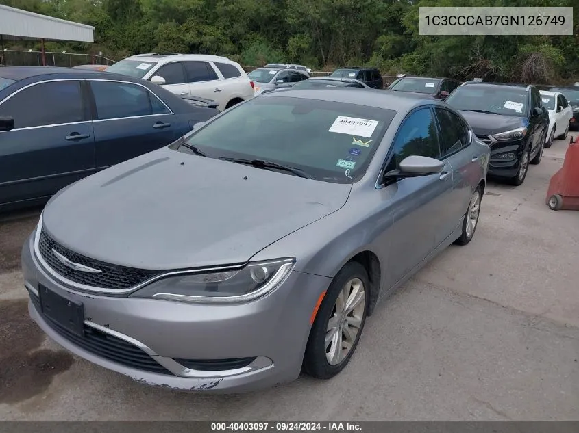 2016 Chrysler 200 Limited VIN: 1C3CCCAB7GN126749 Lot: 40403097