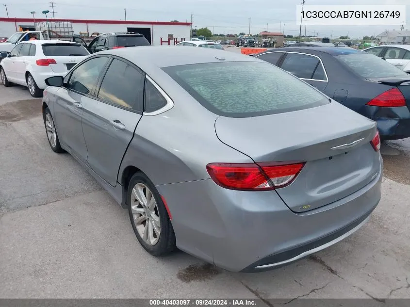 1C3CCCAB7GN126749 2016 Chrysler 200 Limited