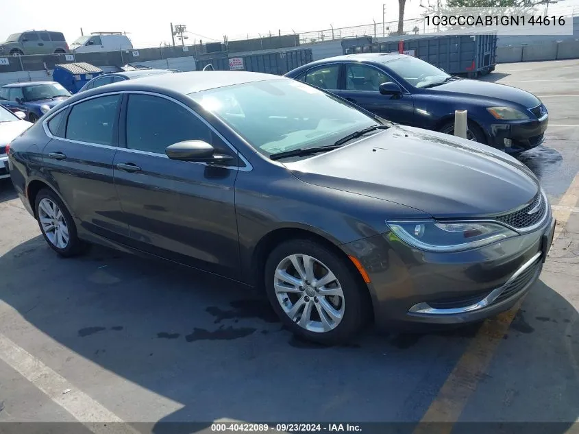 2016 Chrysler 200 Limited VIN: 1C3CCCAB1GN144616 Lot: 40422089